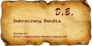 Debreczeny Benáta névjegykártya